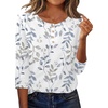 Zeagoo 3/4 Length Sleeve Women Tops Dressy Casual Blouses Work Clothes(Sp106-leaves)