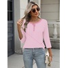 Zeagoo 3/4 Length Sleeve Women Tops Dressy Casual Blouses Work Clothes(Tz300-pink)