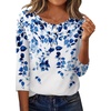 Zeagoo 3/4 Length Sleeve Women Tops Dressy Casual Blouses Work Clothes(Wf41-blue Leaves)
