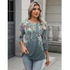 Zeagoo 3/4 Length Sleeve Women Tops Dressy Casual Blouses Work Clothes(Wf71-grey)