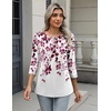 Zeagoo 3/4 Length Sleeve Women Tops Dressy Casual Blouses Work Clothes(Wf74-purple Leaves)