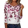 Zeagoo 3/4 Length Sleeve Women Tops Dressy Casual Blouses Work Clothes(Wf74-purple Leaves)