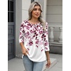 Zeagoo 3/4 Length Sleeve Women Tops Dressy Casual Blouses Work Clothes(Wf74-purple Leaves)