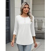 Zeagoo 3/4 Length Sleeve Women Tops Dressy Casual Blouses Work Clothes(White)