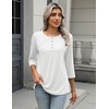 Zeagoo 3/4 Length Sleeve Women Tops Dressy Casual Blouses Work Clothes(White)