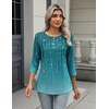 Zeagoo 3/4 Length Sleeve Women Tops Dressy Casual Blouses Work Clothes(Xh363-green)
