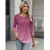 Zeagoo 3/4 Length Sleeve Women Tops Dressy Casual Blouses Work Clothes(Xh370-purple)