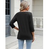 Zeagoo 3/4 Length Sleeve Womens Tops Casual V Neck Shirts Soft Basic Tees(Black)