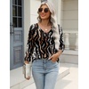 Zeagoo 3/4 Length Sleeve Womens Tops Casual V Neck Shirts Soft Basic Tees(Black Leopard)