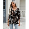 Zeagoo 3/4 Length Sleeve Womens Tops Casual V Neck Shirts Soft Basic Tees(Black Leopard)