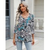 Zeagoo 3/4 Length Sleeve Womens Tops Casual V Neck Shirts Soft Basic Tees(Blue Paisley)