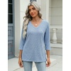 Zeagoo 3/4 Length Sleeve Womens Tops Casual V Neck Shirts Soft Basic Tees(Blue Stripe)