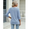 Zeagoo 3/4 Length Sleeve Womens Tops Casual V Neck Shirts Soft Basic Tees(Blue Stripe)