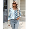 Zeagoo 3/4 Length Sleeve Womens Tops Casual V Neck Shirts Soft Basic Tees(Blue White Stripe)