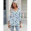 Zeagoo 3/4 Length Sleeve Womens Tops Casual V Neck Shirts Soft Basic Tees(Blue White Stripe)