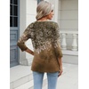 Zeagoo 3/4 Length Sleeve Womens Tops Casual V Neck Shirts Soft Basic Tees(Brown Leaves)