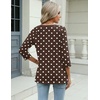 Zeagoo 3/4 Length Sleeve Womens Tops Casual V Neck Shirts Soft Basic Tees(Brown Polka Dot)