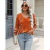 Zeagoo 3/4 Length Sleeve Womens Tops Casual V Neck Shirts Soft Basic Tees(Caremel Print)