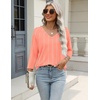 Zeagoo 3/4 Length Sleeve Womens Tops Casual V Neck Shirts Soft Basic Tees(Coral Polka Dot)