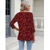 Zeagoo 3/4 Length Sleeve Womens Tops Casual V Neck Shirts Soft Basic Tees(Floral Red)