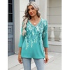 Zeagoo 3/4 Length Sleeve Womens Tops Casual V Neck Shirts Soft Basic Tees(Green-fp18)