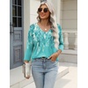 Zeagoo 3/4 Length Sleeve Womens Tops Casual V Neck Shirts Soft Basic Tees(Green-fp18)