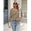 Zeagoo 3/4 Length Sleeve Womens Tops Casual V Neck Shirts Soft Basic Tees(Khaki Floral)