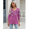 Zeagoo 3/4 Length Sleeve Womens Tops Casual V Neck Shirts Soft Basic Tees(Light Magenta)