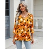 Zeagoo 3/4 Length Sleeve Womens Tops Casual V Neck Shirts Soft Basic Tees(Orange Halloween)