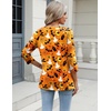 Zeagoo 3/4 Length Sleeve Womens Tops Casual V Neck Shirts Soft Basic Tees(Orange Halloween)