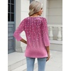 Zeagoo 3/4 Length Sleeve Womens Tops Casual V Neck Shirts Soft Basic Tees(Pink-xh370)