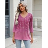 Zeagoo 3/4 Length Sleeve Womens Tops Casual V Neck Shirts Soft Basic Tees(Pink-xh370)