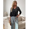 Zeagoo 3/4 Length Sleeve Womens Tops Casual V Neck Shirts Soft Basic Tees(Shiny Diamond)