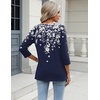 Zeagoo 3/4 Length Sleeve Womens Tops Casual V Neck Shirts Soft Basic Tees(White Flower_sf103)