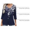 Zeagoo 3/4 Length Sleeve Womens Tops Casual V Neck Shirts Soft Basic Tees(White Flower_sf103)