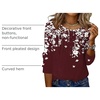 Zeagoo 3/4 Length Sleeve Womens Tops Round Neck Casual Summer Tunic Tops Basic Tees Blouses Dressy T-Shirts Pleated Shirts(02 Red)