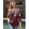 Zeagoo 3/4 Length Sleeve Womens Tops Round Neck Casual Summer Tunic Tops Basic Tees Blouses Dressy T-Shirts Pleated Shirts(02 Red)