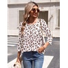 Zeagoo 3/4 Length Sleeve Womens Tops Round Neck Casual Summer Tunic Tops Basic Tees Blouses Dressy T-Shirts Pleated Shirts(An446)