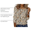 Zeagoo 3/4 Length Sleeve Womens Tops Round Neck Casual Summer Tunic Tops Basic Tees Blouses Dressy T-Shirts Pleated Shirts(Apricot)