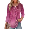 Zeagoo 3/4 Length Sleeve Womens Tops Round Neck Casual Summer Tunic Tops Basic Tees Blouses Dressy T-Shirts Pleated Shirts(A-purple)