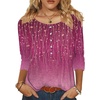 Zeagoo 3/4 Length Sleeve Womens Tops Round Neck Casual Summer Tunic Tops Basic Tees Blouses Dressy T-Shirts Pleated Shirts(A-purple)