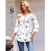 Zeagoo 3/4 Length Sleeve Womens Tops Round Neck Casual Summer Tunic Tops Basic Tees Blouses Dressy T-Shirts Pleated Shirts(A-white)