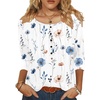 Zeagoo 3/4 Length Sleeve Womens Tops Round Neck Casual Summer Tunic Tops Basic Tees Blouses Dressy T-Shirts Pleated Shirts(A-white)