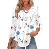 Zeagoo 3/4 Length Sleeve Womens Tops Round Neck Casual Summer Tunic Tops Basic Tees Blouses Dressy T-Shirts Pleated Shirts(A-white)
