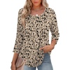 Zeagoo 3/4 Length Sleeve Womens Tops Round Neck Casual Summer Tunic Tops Basic Tees Blouses Dressy T-Shirts Pleated Shirts(Beige)