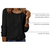 Zeagoo 3/4 Length Sleeve Womens Tops Round Neck Casual Summer Tunic Tops Basic Tees Blouses Dressy T-Shirts Pleated Shirts(Black)
