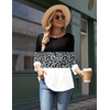 Zeagoo 3/4 Length Sleeve Womens Tops Round Neck Casual Summer Tunic Tops Basic Tees Blouses Dressy T-Shirts Pleated Shirts(Black Grey White)