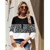 Zeagoo 3/4 Length Sleeve Womens Tops Round Neck Casual Summer Tunic Tops Basic Tees Blouses Dressy T-Shirts Pleated Shirts(Black Grey White)