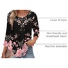 Zeagoo 3/4 Length Sleeve Womens Tops Round Neck Casual Summer Tunic Tops Basic Tees Blouses Dressy T-Shirts Pleated Shirts(Black-pink)