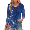 Zeagoo 3/4 Length Sleeve Womens Tops Round Neck Casual Summer Tunic Tops Basic Tees Blouses Dressy T-Shirts Pleated Shirts(Blue)